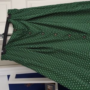 NWOT Green Polka Dot Silky Midi Skirt